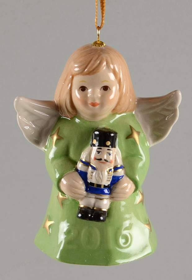 Angel Bell Ornament Angel With Nutcracker - Pistachio - No Box by Goebel-1