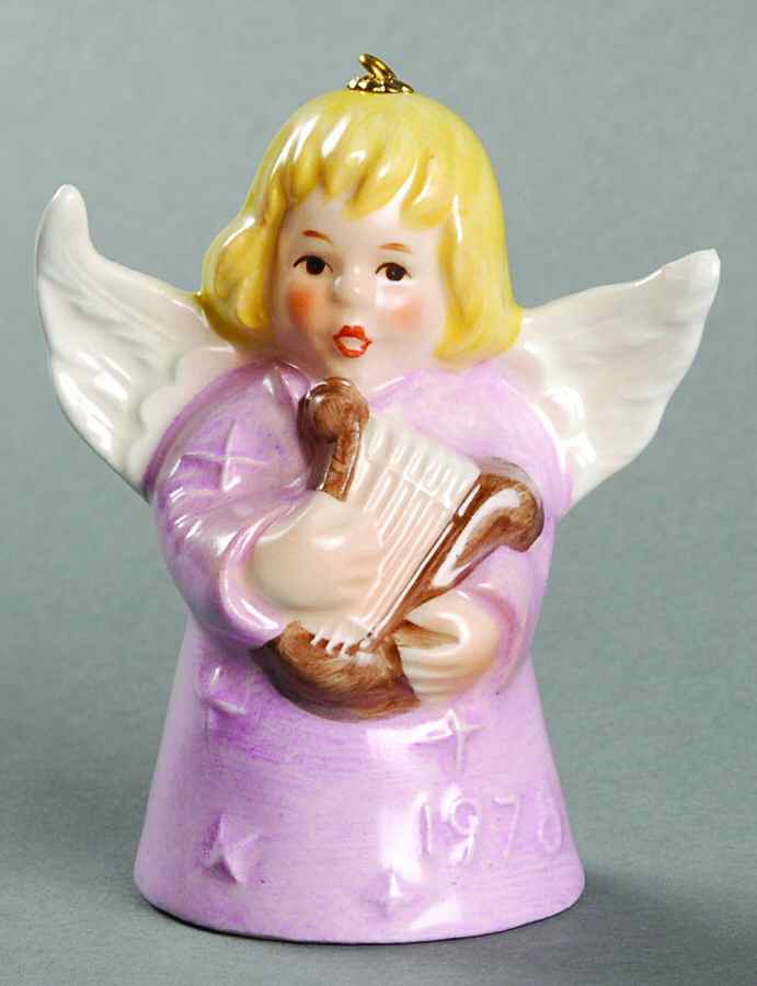 Angel Bell Ornament Angel With Harp-Pink - Boxed by Goebel-1