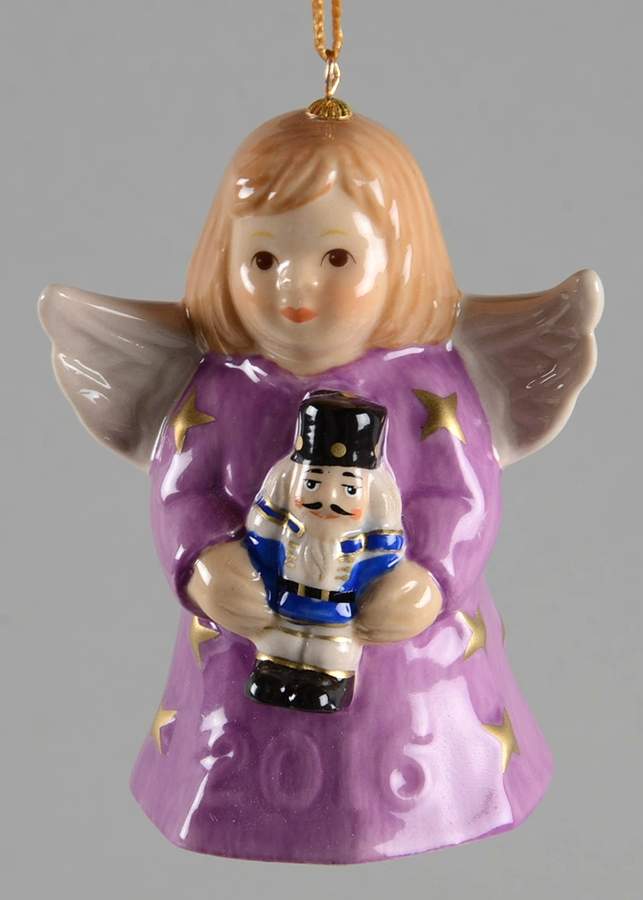 Angel Bell Ornament Angel With Nutcracker - Lavender - No Box by Goebel-1