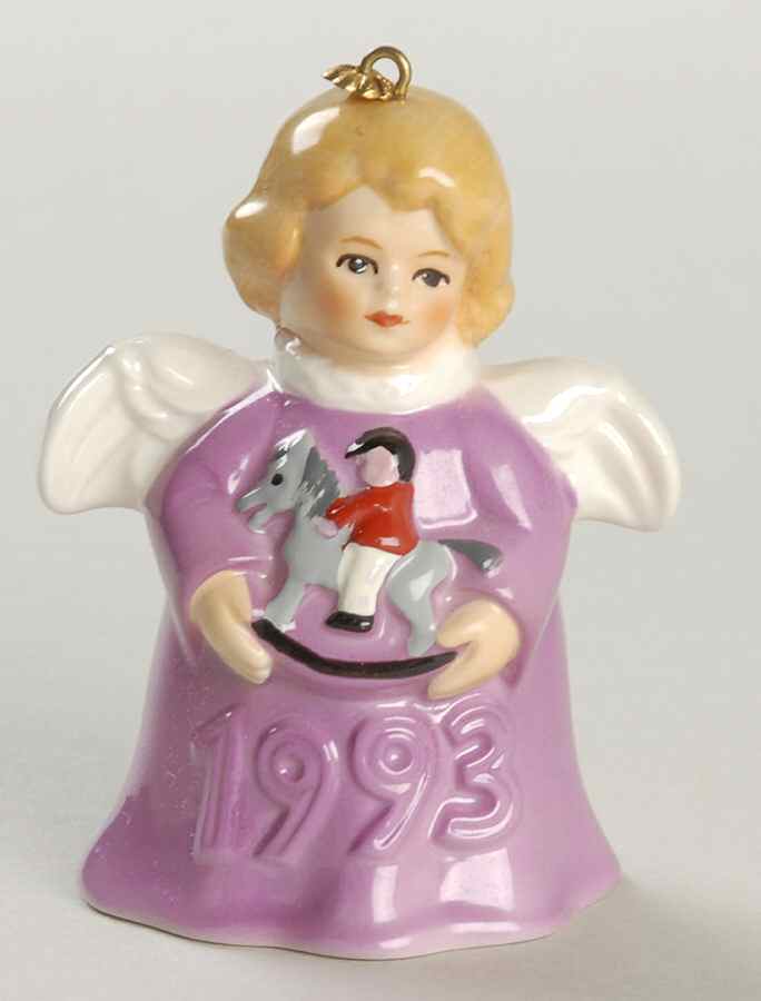 Angel Bell Ornament Angel With Rocking Horse-Pink - Boxed by Goebel-1