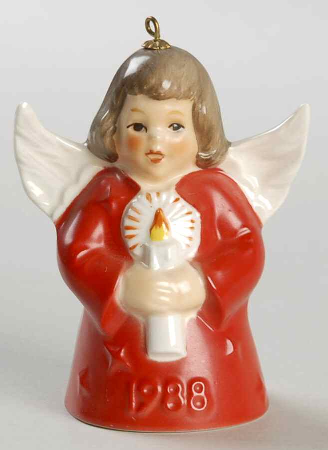 Angel Bell Ornament Angel With Candle-Red - Boxed by Goebel-1