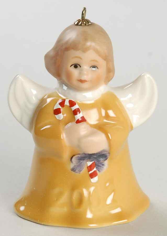 Angel Bell Ornament Angel With Candy Cane-Yellow - Boxed by Goebel-1