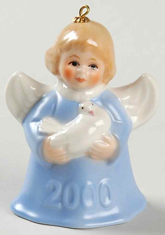 Angel Bell Ornament Angel With Dove-Blue - Boxed by Goebel-1