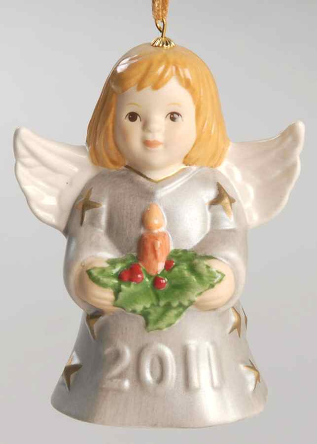 Angel Bell Ornament Angel With Candle-Silver - With Box by Goebel-1