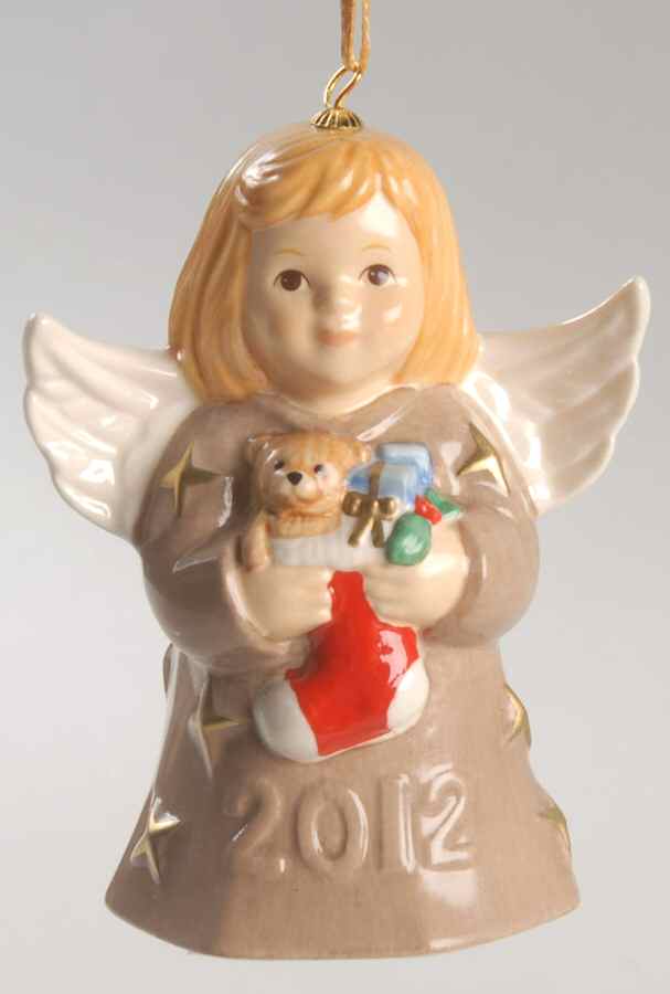 Angel Bell Ornament Angel With Stocking-Nutmeg - With Box 37c by Goebel-1