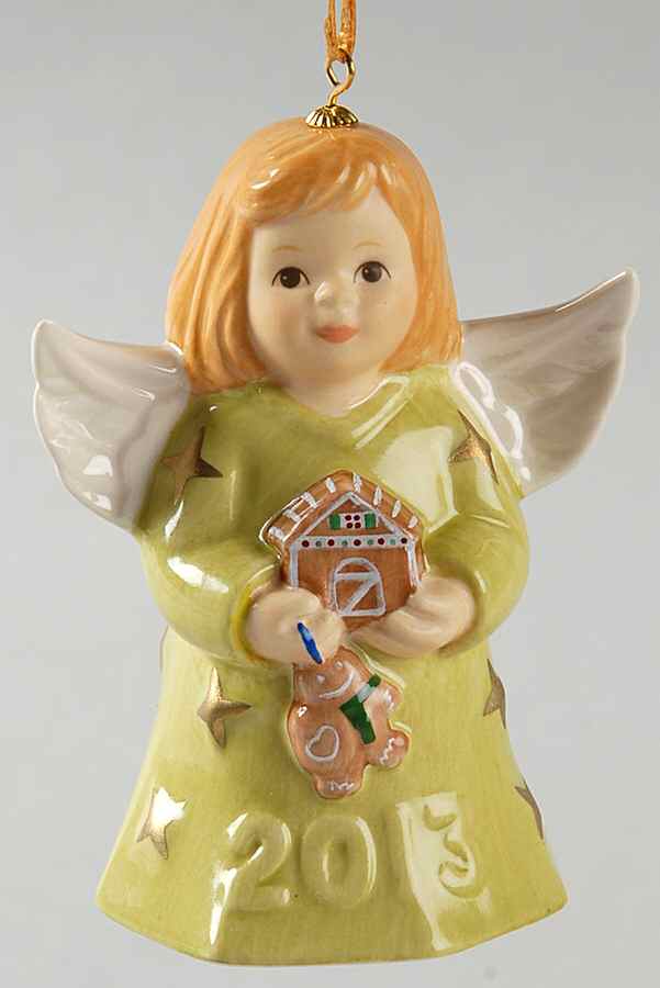 Angel Bell Ornament Angel With Gingerbread House-Margarita - With Box by Goebel-1