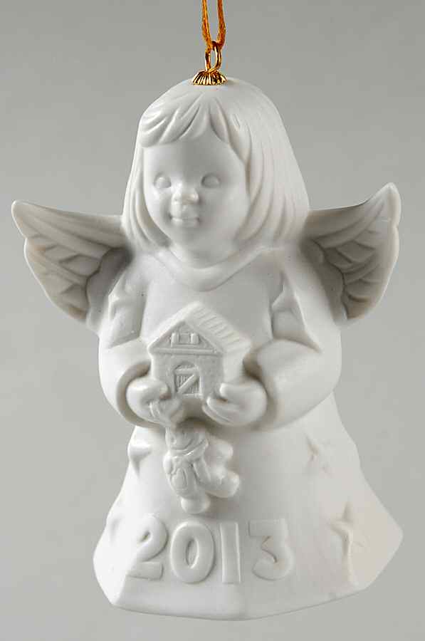 Angel Bell Ornament Angel With Gingerbread House-White - With Box by Goebel-1