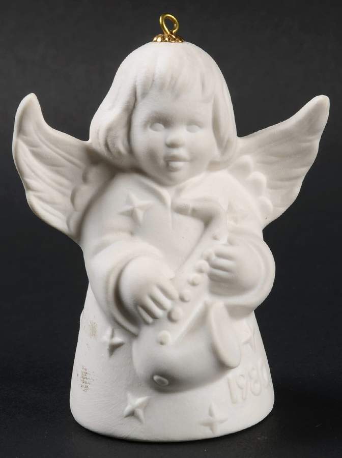 Angel Bell Ornament Angel With Saxaphone-White - Boxed by Goebel-1