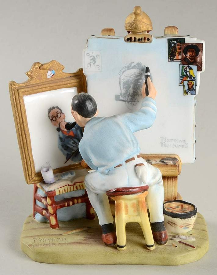 Norman Rockwell Figurines-Miniatures Triple Self Portrait - Boxed by Gorham-1