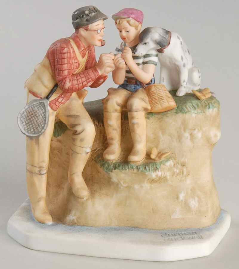 Norman Rockwell Figurines-Miniatures Trout Dinner - Boxed by Gorham-1