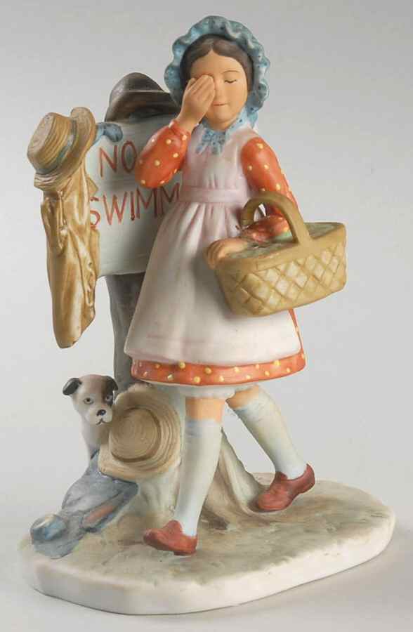 Saturday Evening Post Figurines No Swimming (Girl) - No Box by Gorham-1