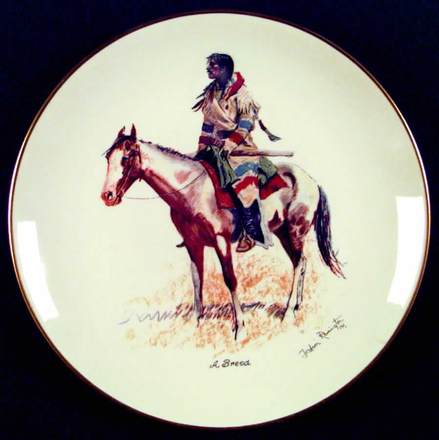 Frederic Remington Western Plates A Breed - Boxed by Gorham-1