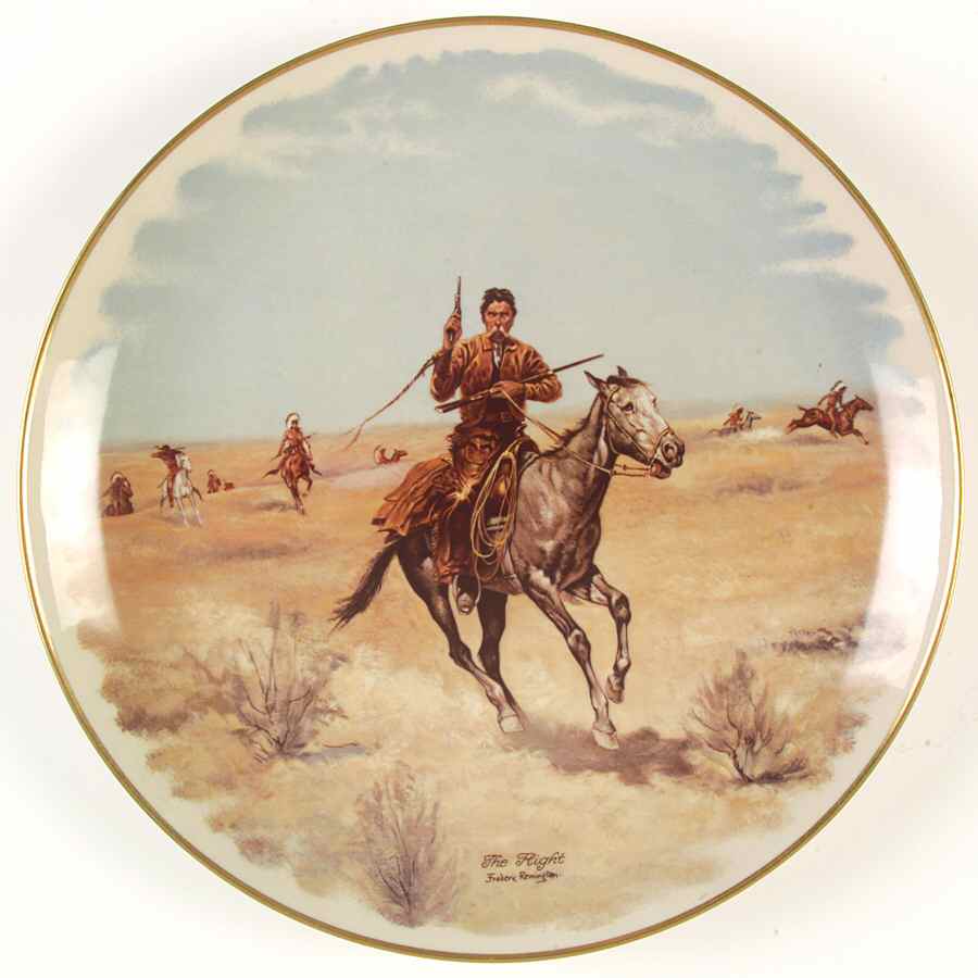 Frederic Remington Western Plates The Flight - No Box by Gorham-1