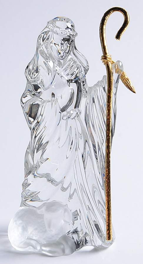 Nativity-Gorham Shepherd With Sheep-With Gold Staff - Boxed by Gorham Crystal-1