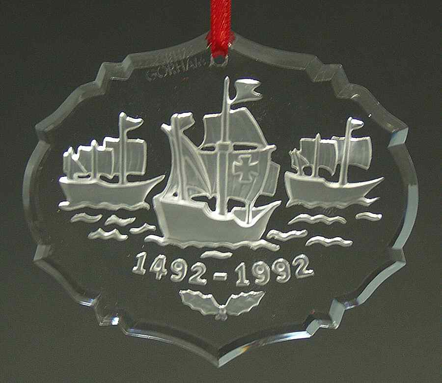 Annual Crystal Ornaments Christopher Colombus - Boxed by Gorham Crystal-1