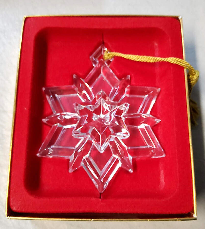 Crystal Christmas Ornament Sparkly Snowflake - Boxed by Gorham Crystal-1
