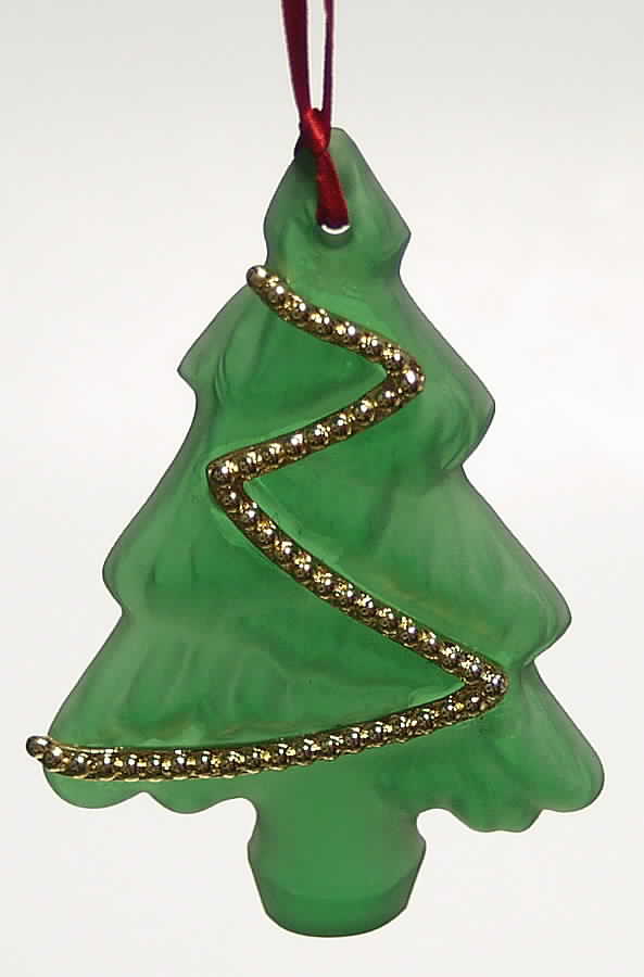 Crystal Christmas Ornament Frosted Crystal/Gold Tree - Boxed by Gorham Crystal-1