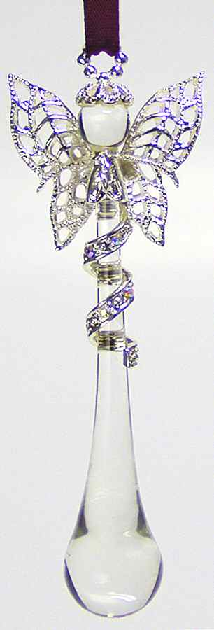 Crystal Christmas Ornament Ice Drop Angel - Boxed by Gorham Crystal-1
