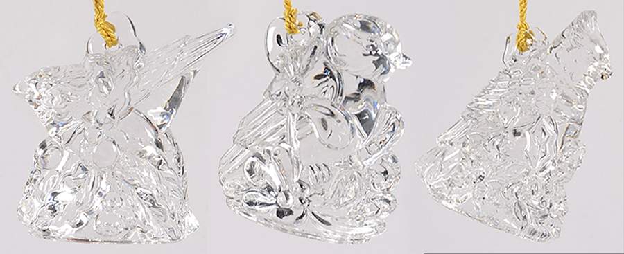 Crystal Christmas Ornament Holiday Birds-Set Of 3 - Boxed by Gorham Crystal-1
