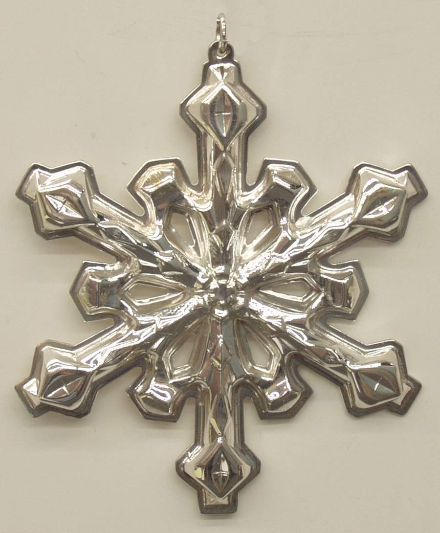 Snowflake Ornament 1980-Silverplate Snowflake - With Box by Gorham Silver-1