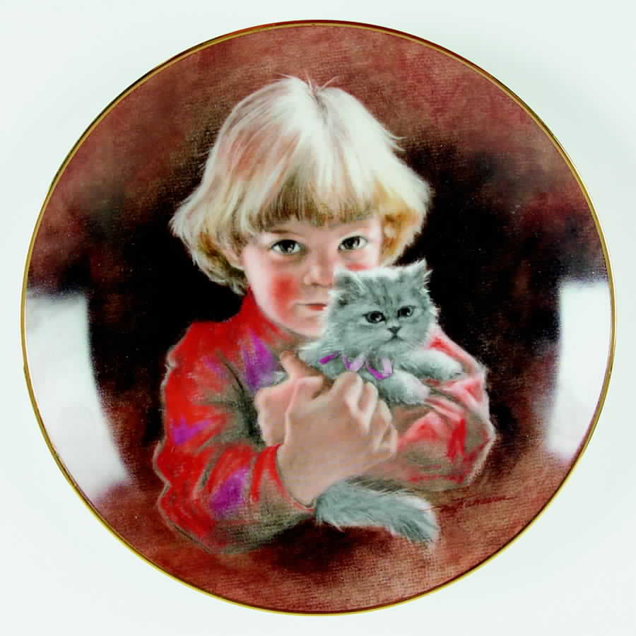 Little Hugs-Plate Kitten Cuddle - No Box by Goebel-1
