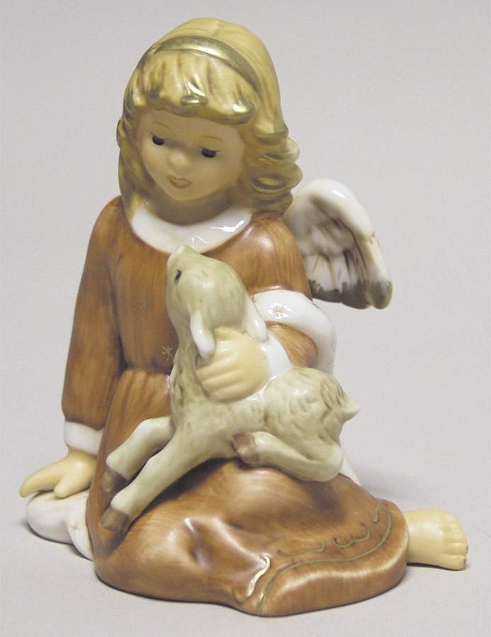 Annual Angel Figurine Angel Sitting With Lamb - Boxed by Goebel-1