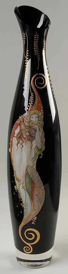 Artis Orbis-Klimt Watersnakes Black Glass Vase - Boxed by Goebel-1