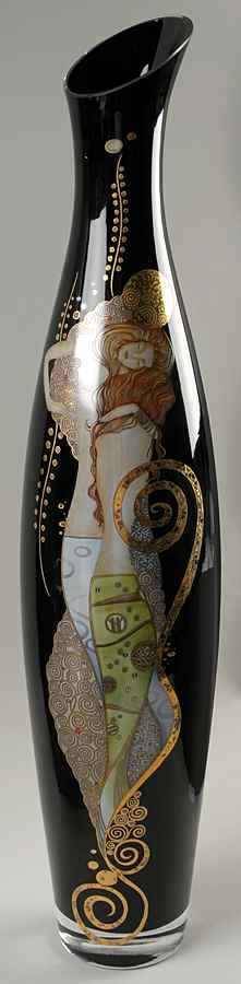 Artis Orbis-Klimt Watersnakes Black Glass Vase - Boxed by Goebel-1
