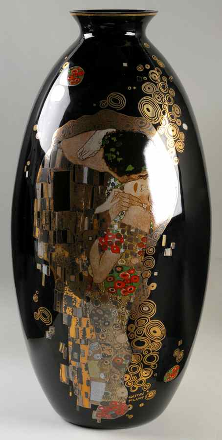 Artis Orbis-Klimt The Kiss Black Glass Vase - Boxed by Goebel-1