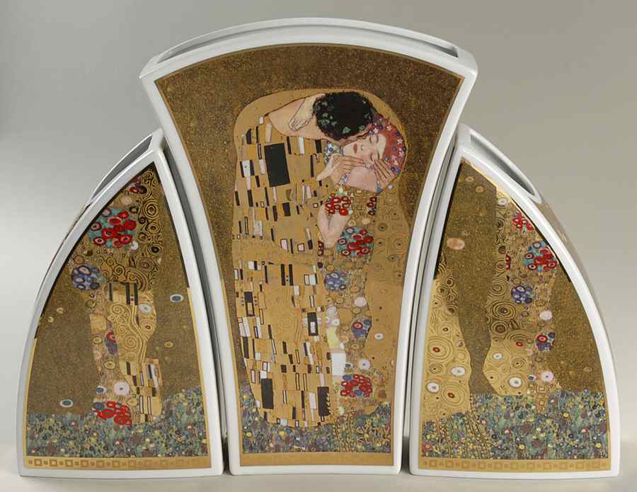 Artis Orbis-Klimt The Kiss-Adele Bloch Bauer 3 Pc Vase - No Box by Goebel-1