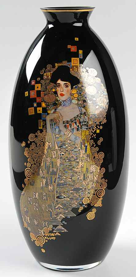 Artis Orbis-Klimt Adele Bloch Bauer Black Glass Vase - No Box by Goebel-1