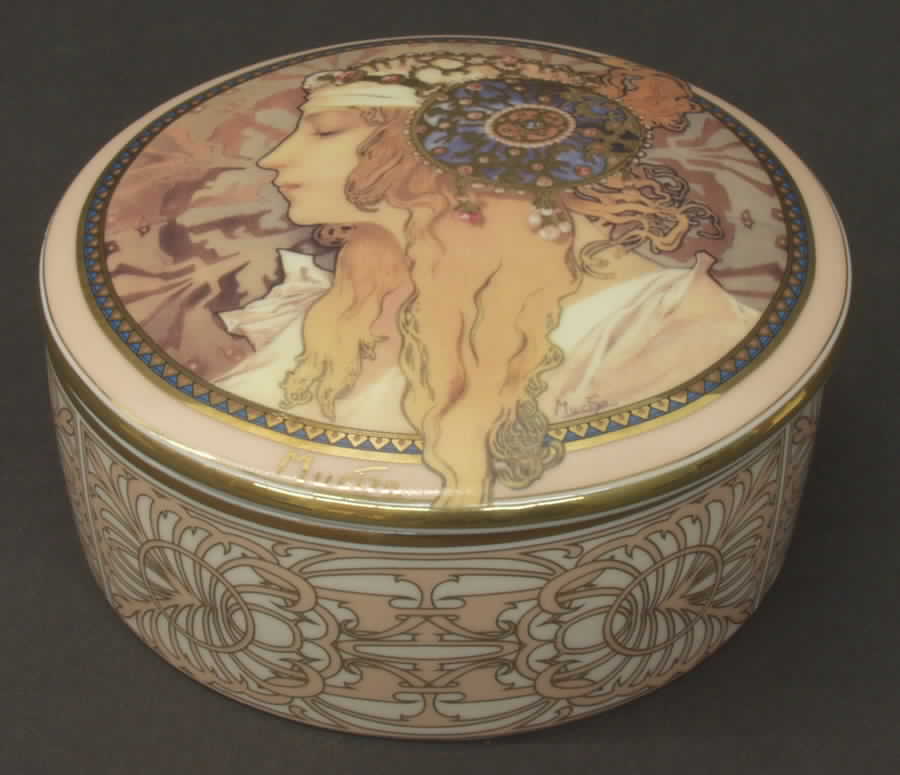 Artis Orbis- Alphonse Mucha Blonde Woman-Round Box - Boxed by Goebel-1