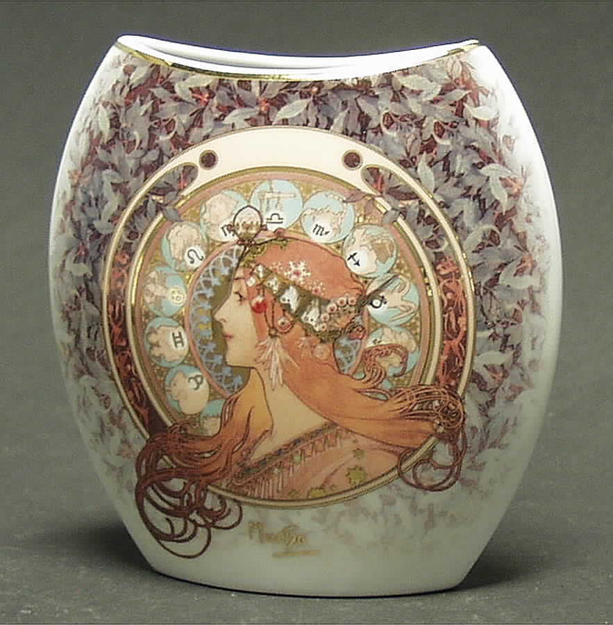 Artis Orbis- Alphonse Mucha Zodiac-Vase Small - No Box by Goebel-1