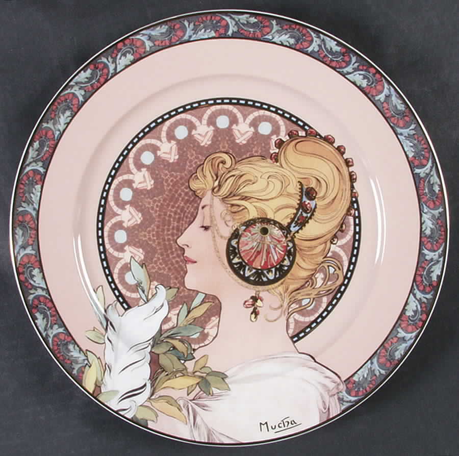 Artis Orbis- Alphonse Mucha Woman With Feather-Plate - No Box by Goebel-1