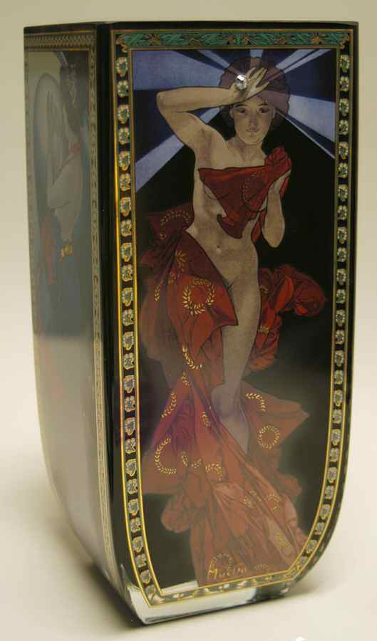 Artis Orbis- Alphonse Mucha The Stars-4 Sided Glass Vase - With Box by Goebel-1