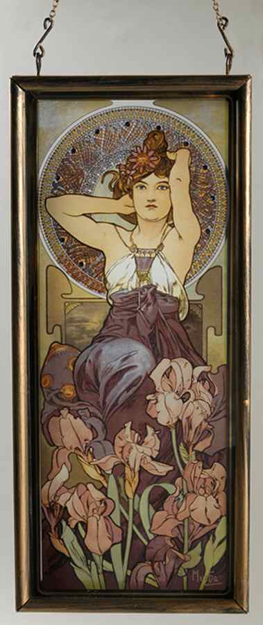 Artis Orbis- Alphonse Mucha Amethyst Glass Picture - Boxed by Goebel-1