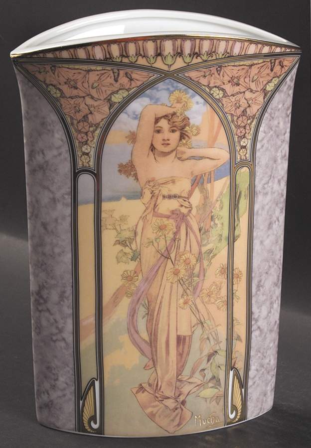 Artis Orbis- Alphonse Mucha Brightess Of Day, Night Rest-Vase - Boxed by Goebel-1