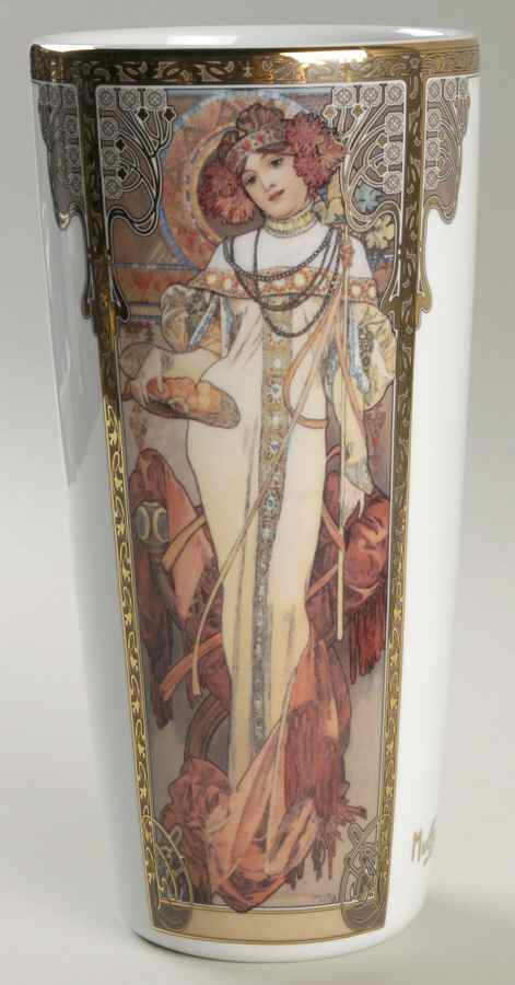 Artis Orbis- Alphonse Mucha Autumn 1900 Vase - Boxed by Goebel-1