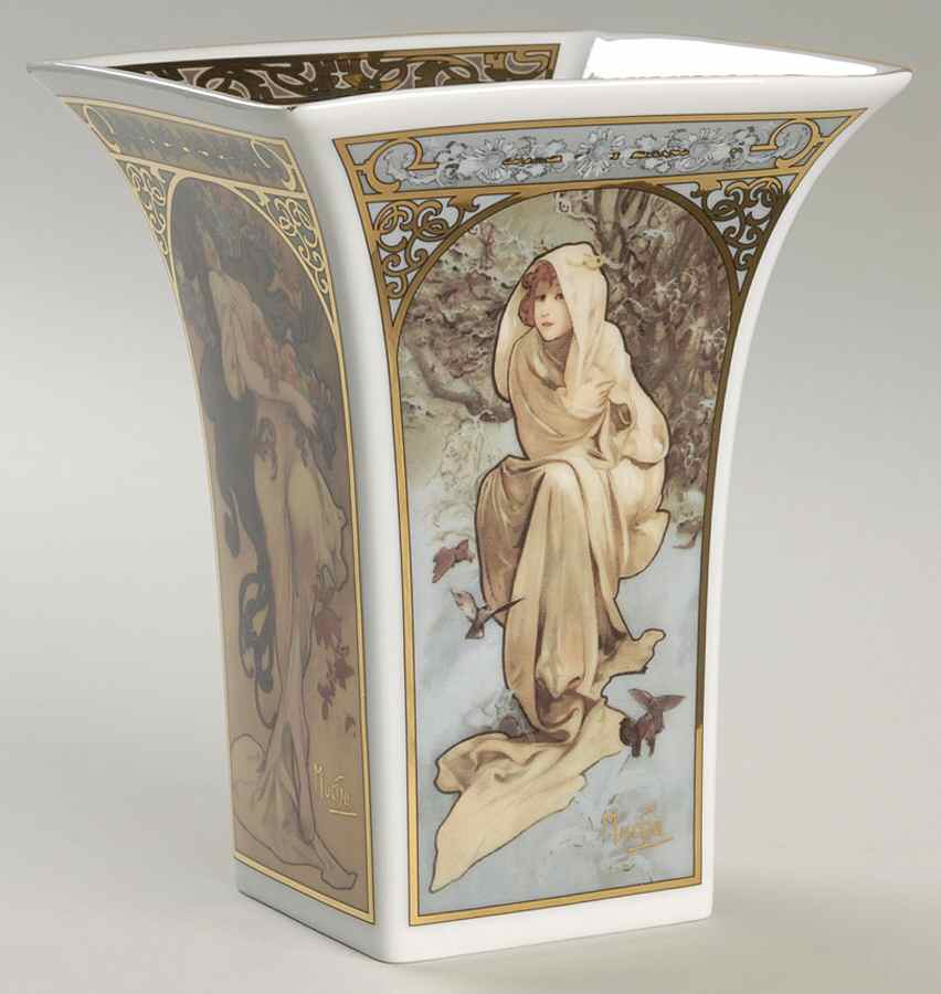 Artis Orbis- Alphonse Mucha Four Seasons 1897 Vase - Boxed by Goebel-1