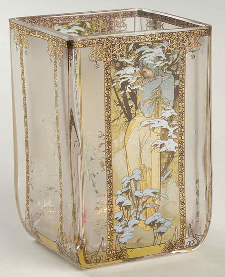 Artis Orbis- Alphonse Mucha Winter Glass Tealight - No Box by Goebel-1