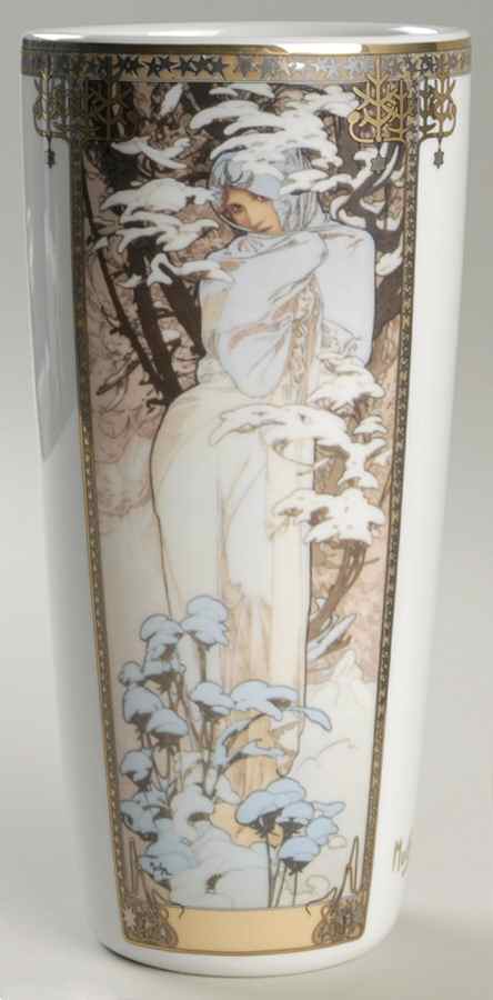 Artis Orbis- Alphonse Mucha Winter 1900 Vase - No Box by Goebel-1