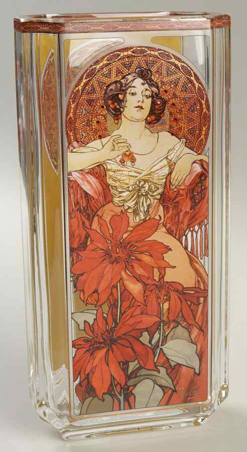 Artis Orbis- Alphonse Mucha Ruby Glass Vase - Boxed by Goebel-1