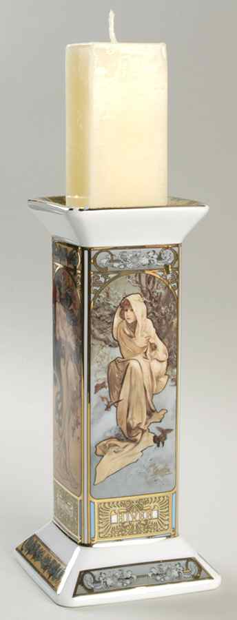 Artis Orbis- Alphonse Mucha Four Seasons 1897 Candleholder - Boxed by Goebel-1