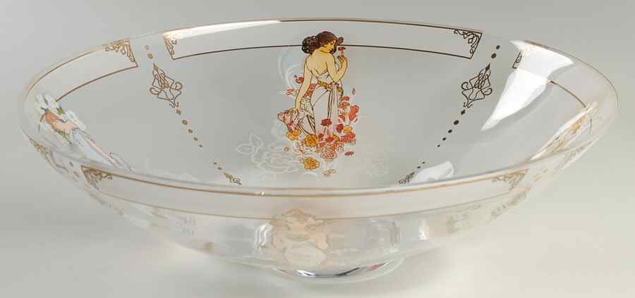Artis Orbis- Alphonse Mucha The Flowers Glass Bowl - Boxed by Goebel-1