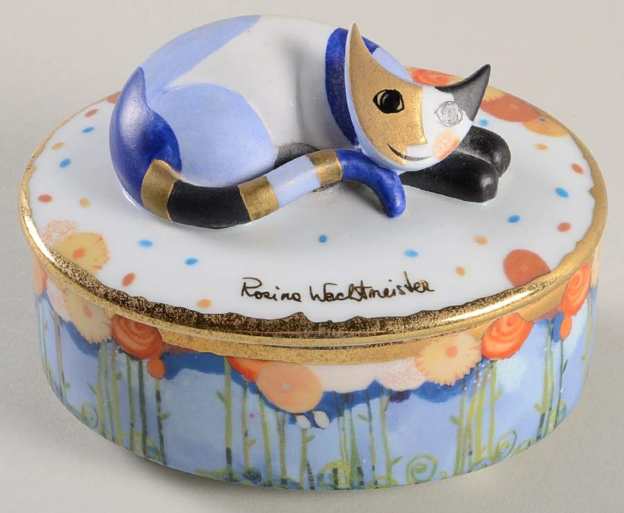 Artis Orbis-Rosina Wachtmeister Cat On Oval Box - Boxed by Goebel-1