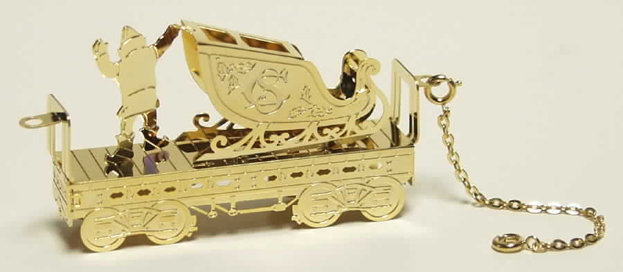 Train Chain Flatbed With Reindeer - Boxed by Gorham Silver-1