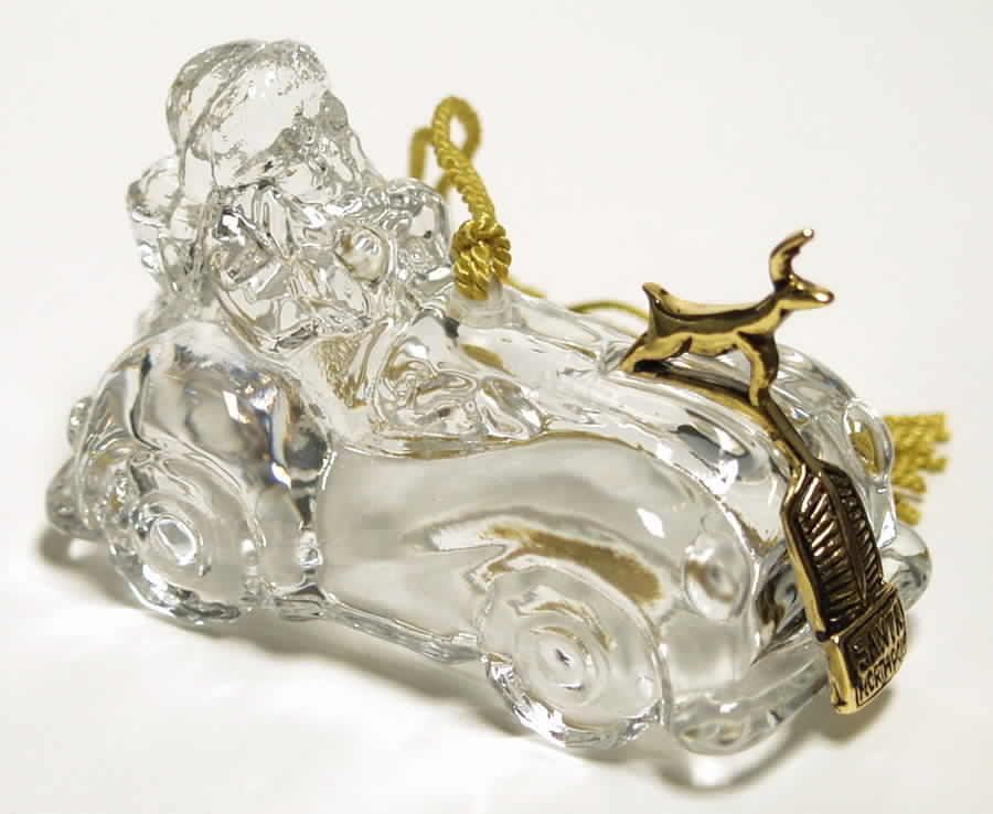 Crystal Santa Ornaments Santa's Roadster - Boxed by Gorham Crystal-1
