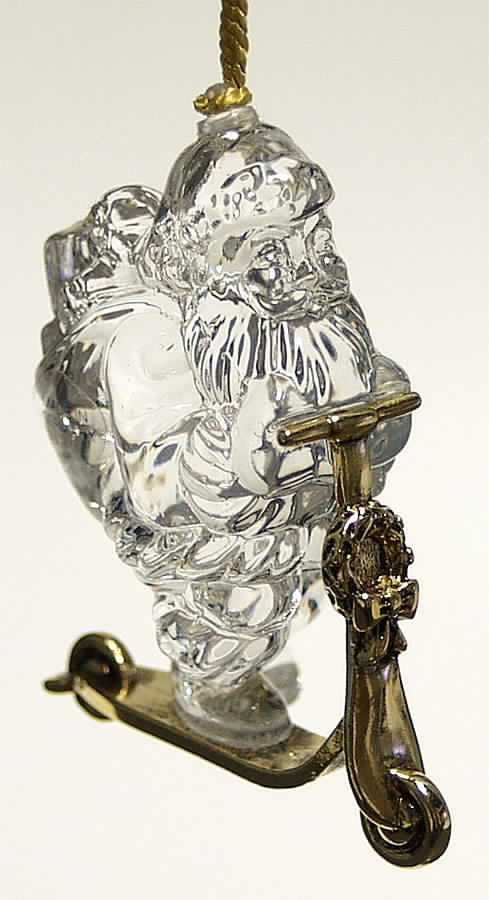 Crystal Santa Ornaments Scooter Santa - Boxed by Gorham Crystal-1