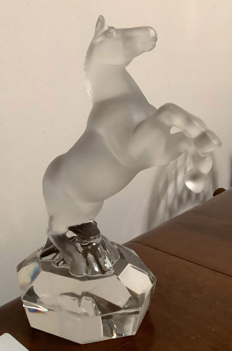Crystal Animal Figurines Rearing Horse-Frosted - No Box by Goebel-1