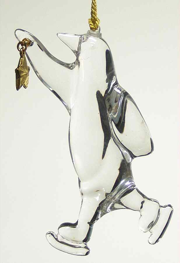 Antique Gold Skating Penguin - With Box by Gorham Crystal-1